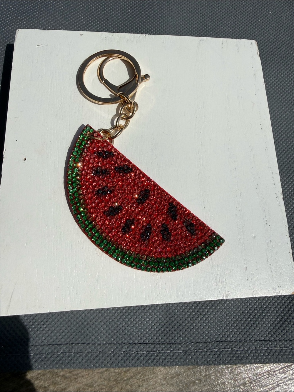 NWT Crystal Watermelon Slice Keychain - Red & Green